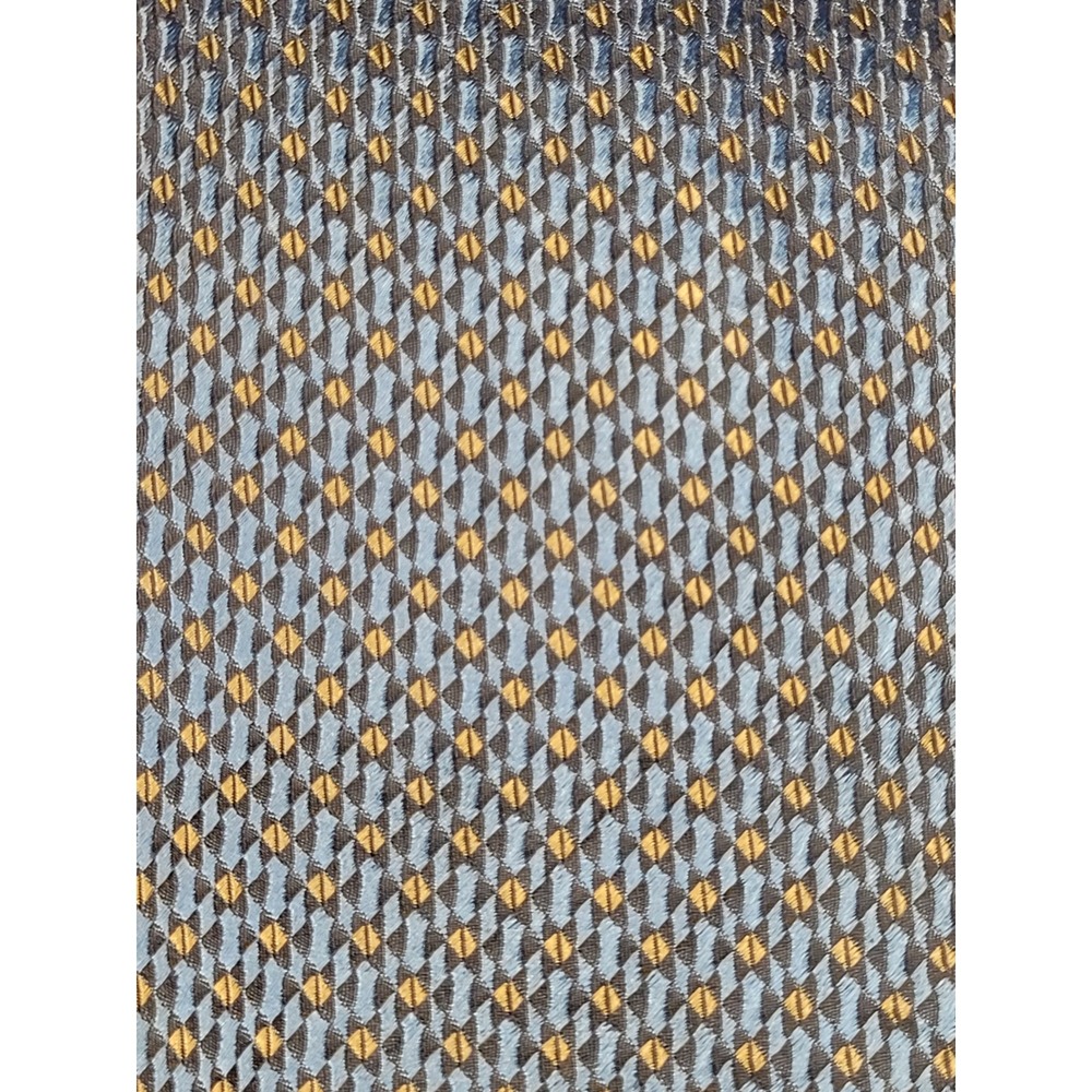 Salvatore Ferragamo Mens Silk Tie Blue Yellow Geometric Made in Italy - Picture 6 of 6